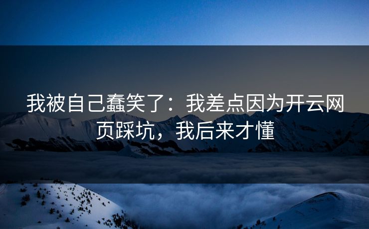 我被自己蠢笑了：我差点因为开云网页踩坑，我后来才懂