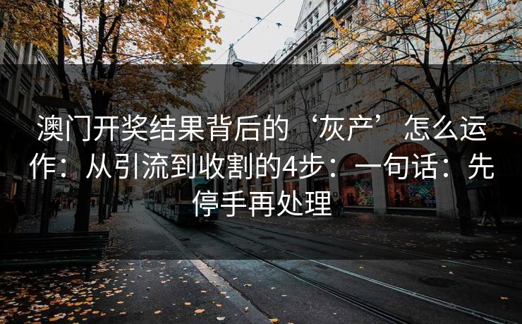 澳门开奖结果背后的‘灰产’怎么运作：从引流到收割的4步：一句话：先停手再处理