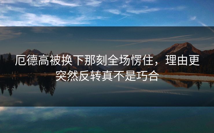 厄德高被换下那刻全场愣住，理由更突然反转真不是巧合